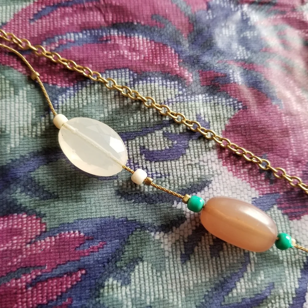 Two strand necklace with beads and chain